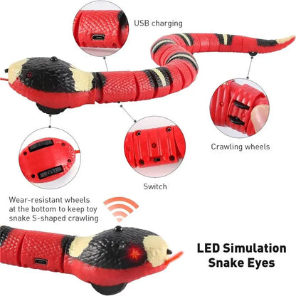 USB Rechargeable Interactive Snake Toy – Smart Sensing, Obstacle-Avoiding Cat Toy