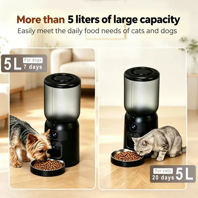 Taleboss 5L Automatic Cat Feeder with Camera – 1080P HD, App Control & 2-Way Audio