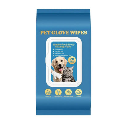 20PCS Dog Grooming Wipes No-Rinse Hypoallergenic with Fermented Oils Coconut Lanolin Potassium Sorbate Lemon Verbena ,Puppy Bathing Gloves Wipes Cleaner