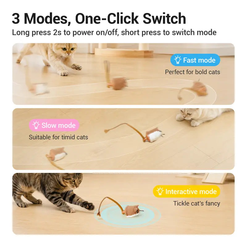 Potaroma Plush Mouse Rolling Cat Toy – Automatic Motion-Activated & Rechargeable