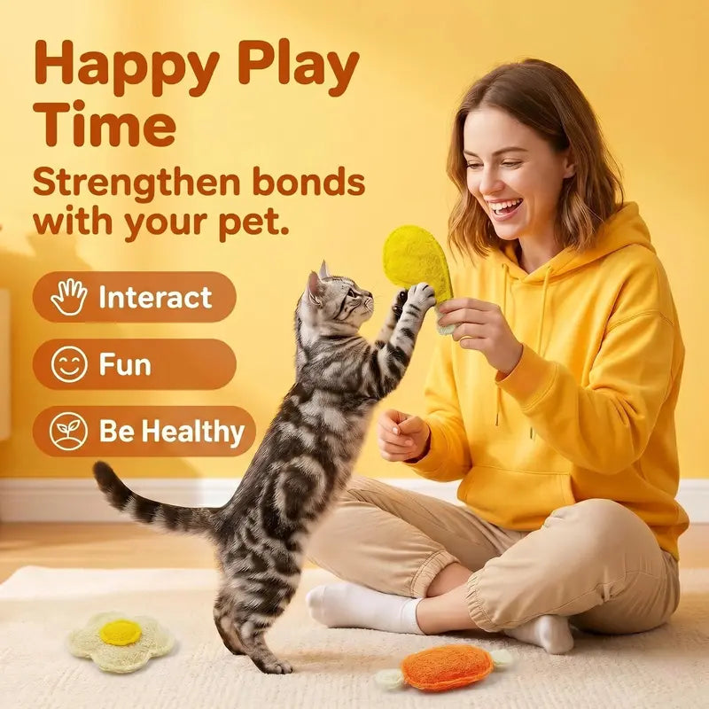 3-Pack Natural Loofah Pet Chew Toys – Catnip & Silvervine Dental Toys