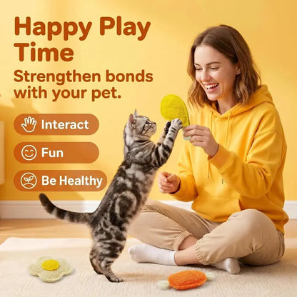 3-Pack Natural Loofah Pet Chew Toys – Catnip & Silvervine Dental Toys