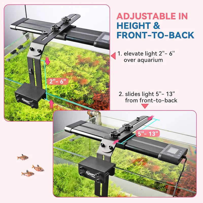 Hygger Aquarium Light Riser – Adjustable Aluminum Mounting Bracket for Fish Tanks
