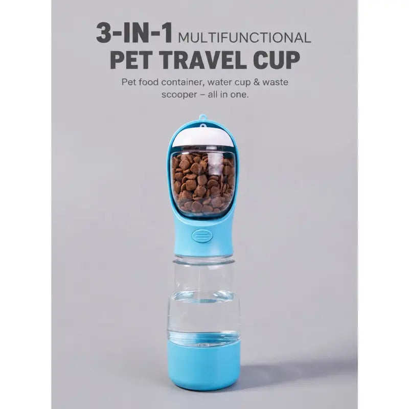 Portable Dog Water Bottle with Integrated Bowl - On-The-Go Pet Hydration Feed Accessory for Dogs, Cats