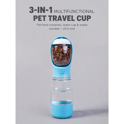 Portable Dog Water Bottle with Integrated Bowl - On-The-Go Pet Hydration Feed Accessory for Dogs, Cats