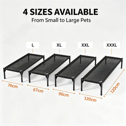 Elevated Cooling Pet Bed – Aluminum Frame & Breathable Mesh for Dogs & Cats