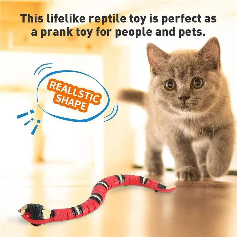 USB Rechargeable Interactive Snake Toy – Smart Sensing, Obstacle-Avoiding Cat Toy