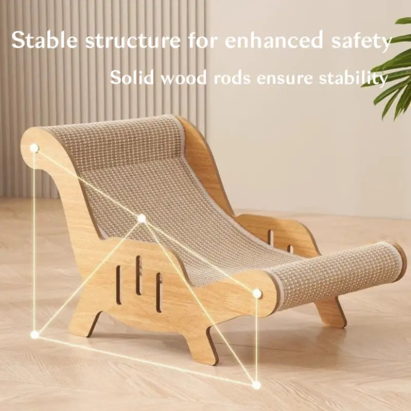 2-In-1 Natural Sisal Fiber Cat Scratcher with Hammock & Lounge Chair, No Shedding, Breathable, Durable All-Season Cat Bed for Claw Sharpening & Rest, Natural Sisal Scratcher