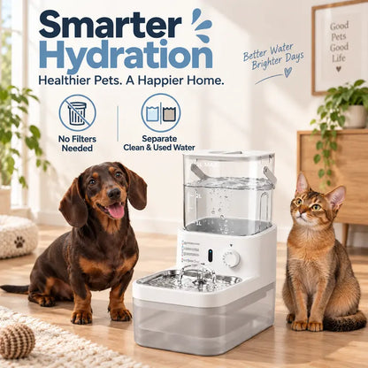 Automatic Cat & Dog Water Dispenser Filterless Wireless Water Fountain, Motion Sensor Activated Pet Water Dispenser, 4000Mah Rechargeable, 304 Stainless Steel Bowl, Gravity Refill, Wastewater Separationr Tanks,Gravity Water Refill,Stainless Steel Bowls