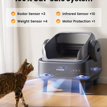 Sohochic Oneisall Smart Self-Cleaning Litter Box , Open-Top Easy Rinse, APP Remote Control, 11L Big Waste Drawer for Adult Large Cats