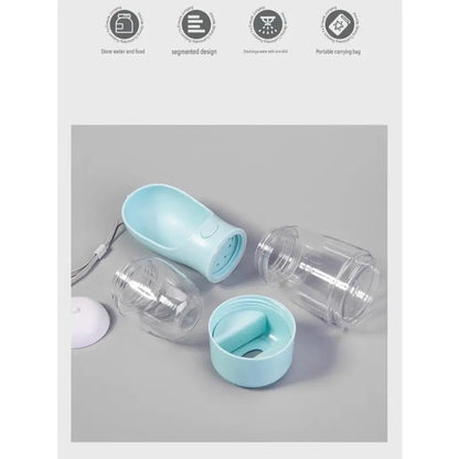 Portable Dog Water Bottle with Integrated Bowl - On-The-Go Pet Hydration Feed Accessory for Dogs, Cats