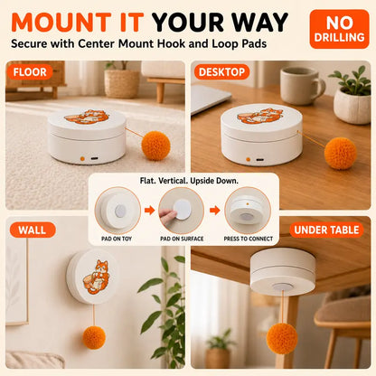 Smart Rotating Cat Teaser – Rechargeable Interactive Toy with 5 Play Modes & Auto-Sleep