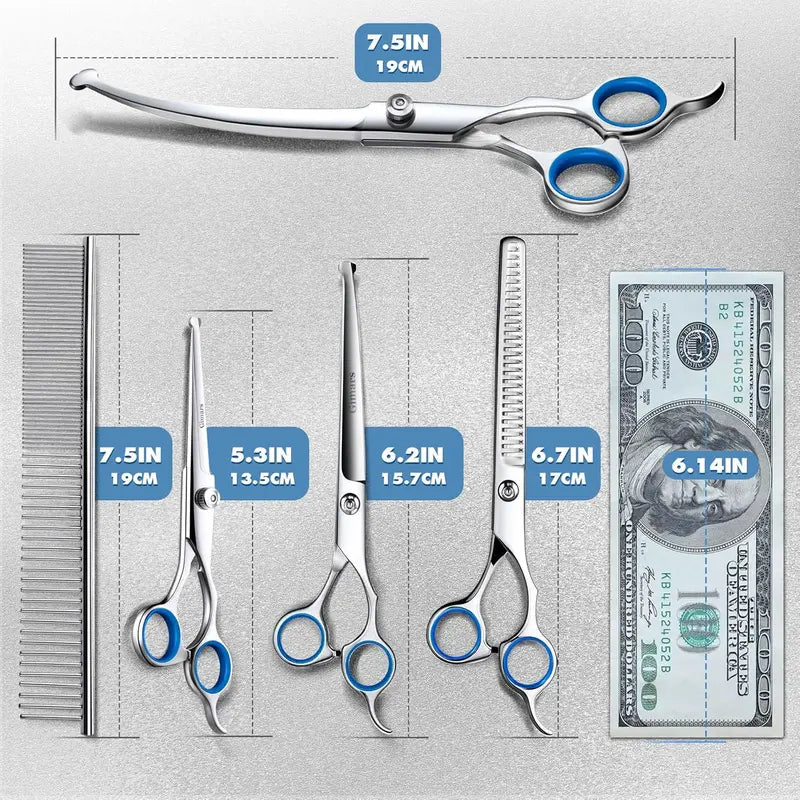 9-in-1 Pet Grooming Scissors Kit – Safety Round Tips