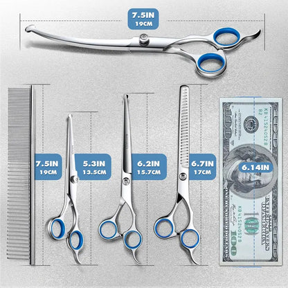 9-in-1 Pet Grooming Scissors Kit – Safety Round Tips