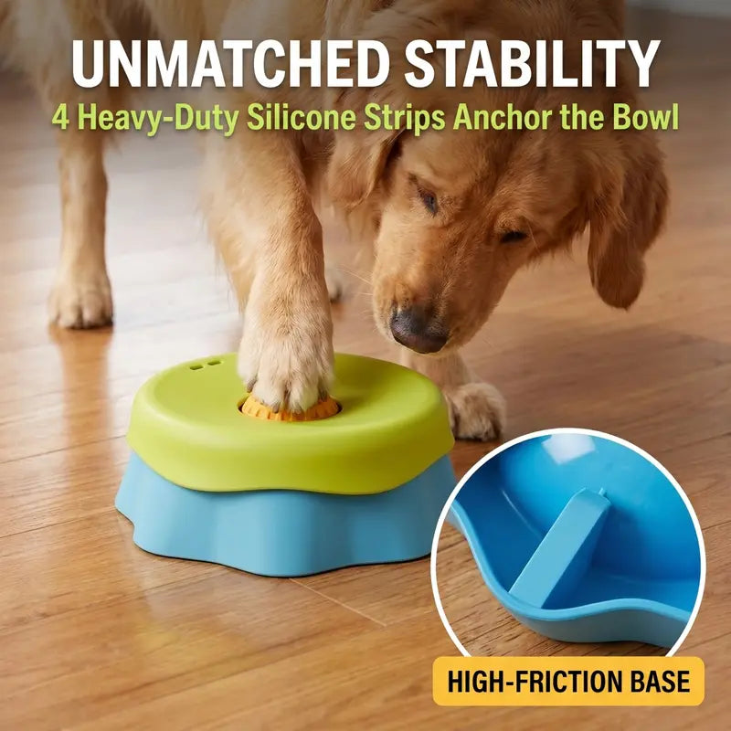 Silicone Dog Neater Food Feeder - 1 Bowl Puzzle Feeder with Anti-Slip Base, 2-In-1 Versatility, Spill-Proof Platter, Rolling Ball for Yogurt/Peanut Butter Enrichment, Calms Anxiety, Camping Pet Feeding Accessory
