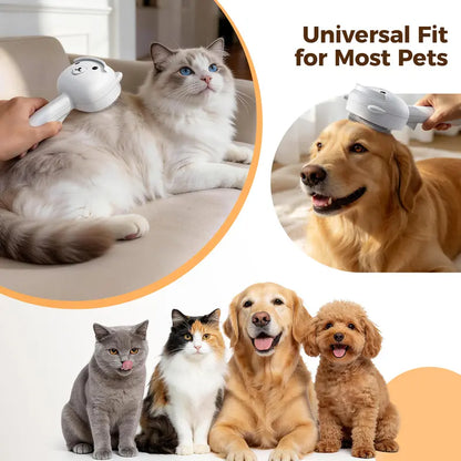 4-In-1 Rechargeable Pet Steam Brush for Cats & Dogs, Self-Cleaning Deshedding Grooming Brush with 2-Speed Mist Spray, Skin-Safe Stainless Steel Pins, Detangling Massage Comb & Silicone Hair Remover for Long & Short Hair, Shedding Season Poodle