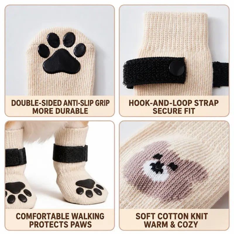 Dog Paw Protectors - 4-Piece Silicone Set with Anti-Slip Grip, Wear-Resistant, Lightweight Fit for Outdoor Safety of Puppies and Dogs