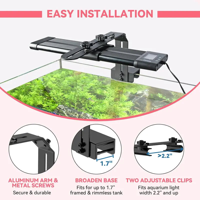 Hygger Aquarium Light Riser – Adjustable Aluminum Mounting Bracket for Fish Tanks