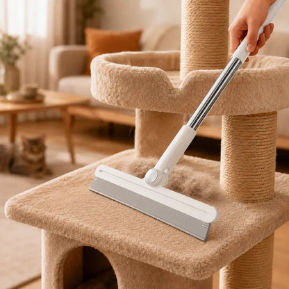 Pet Hair Remover Rake/Scraper, 180° Rotating Pet Hair Remover Broom, Reusable Wet Dry Squeegee, Silicone Scrubber for Carpet, Couch, Hardwood Floors,Bathroom and Pet Areas, Lint Roller Alternative for Rugs, Beds, Mats & Furniture