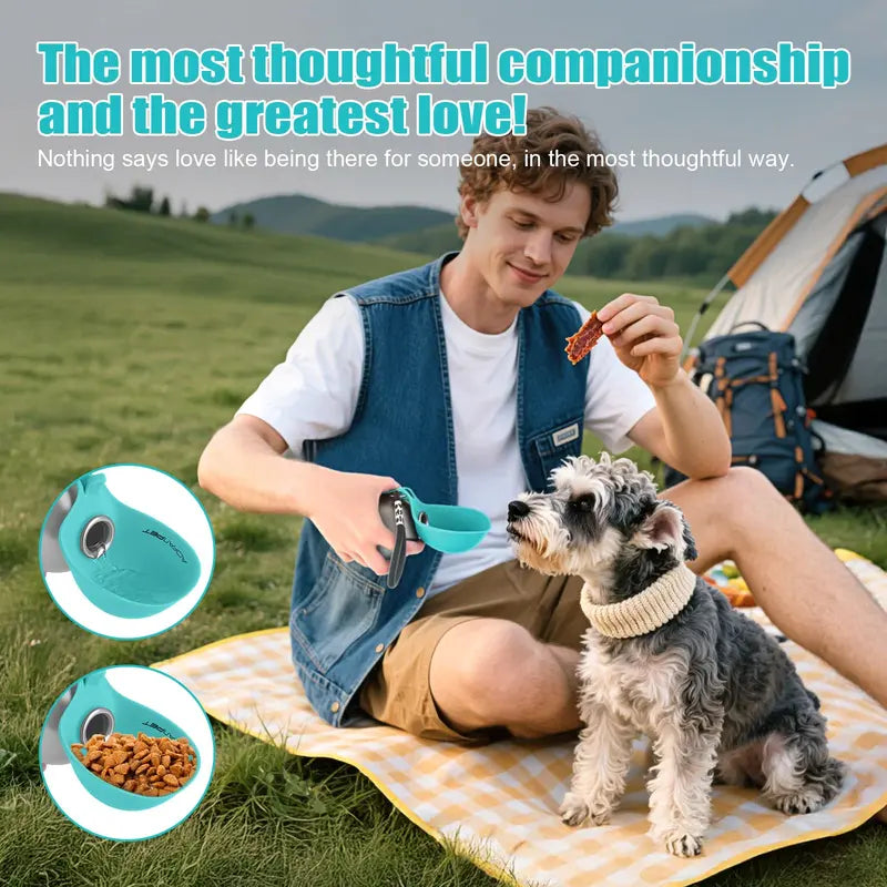 Lumikata 2-In-1 Portable Dog Water Bottle - 10Oz Stainless Steel, Silicone Foldable Bowl Mode, Leak-Proof Water Ball for Small Dog Walking, Pet Feeding Supplies, Water Bottles