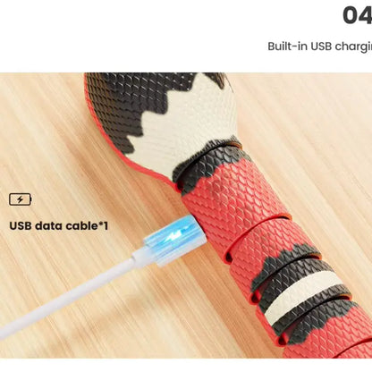 USB Rechargeable Interactive Snake Toy – Smart Sensing, Obstacle-Avoiding Cat Toy