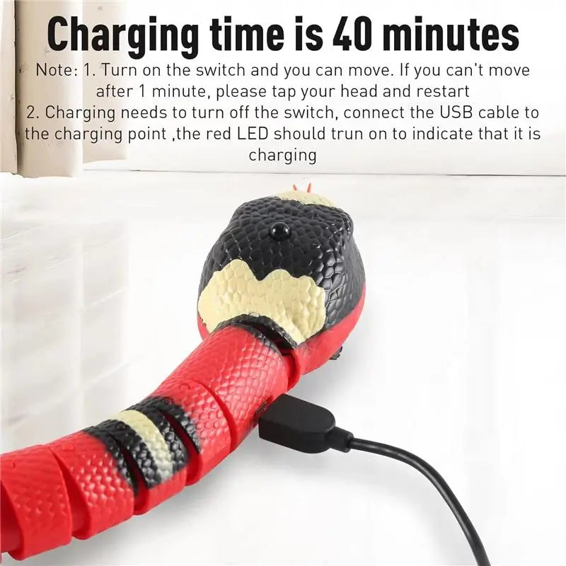 USB Rechargeable Interactive Snake Toy – Smart Sensing, Obstacle-Avoiding Cat Toy