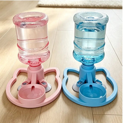 Gravity Auto-Refill Pet Water Dispenser with Water Bottle - Food-Grade ABS, No-Electric, Spill-Proof, Stable Bowl for Cats, Small Dogs, Keeps Clean Floors (Pink, Blue Options)