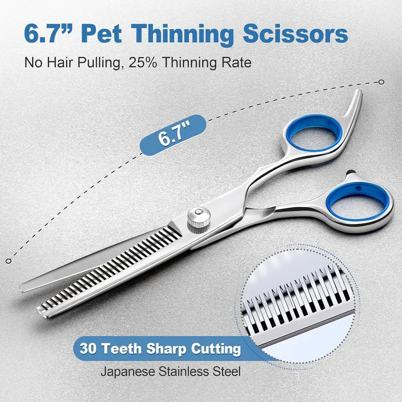 9-in-1 Pet Grooming Scissors Kit – Safety Round Tips