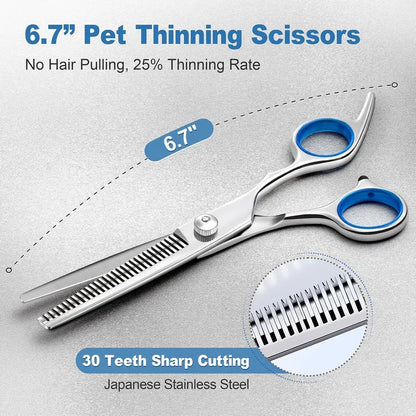 9-in-1 Pet Grooming Scissors Kit – Safety Round Tips