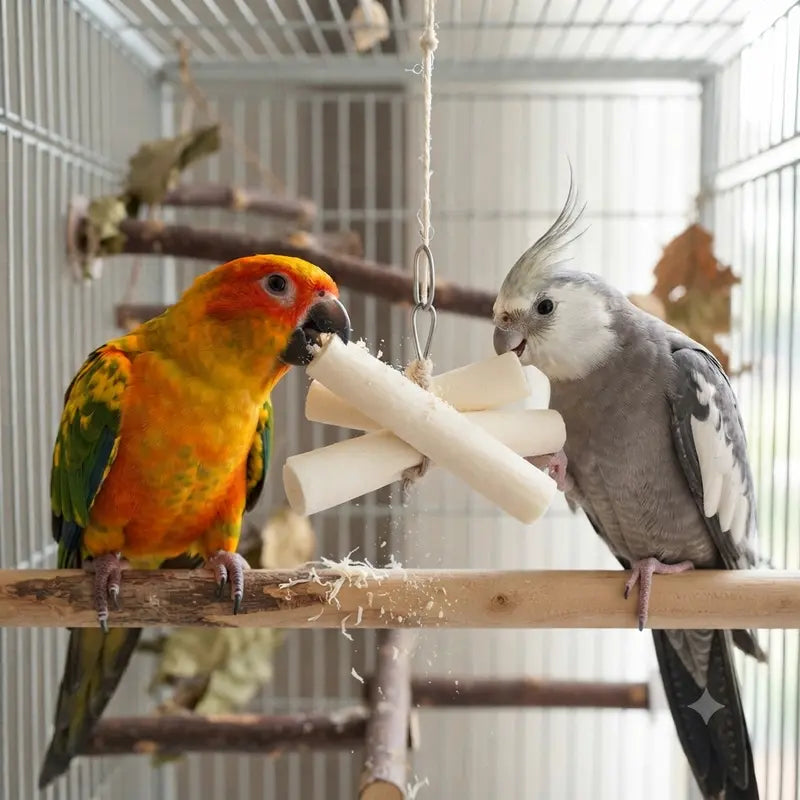 6-Pack Natural Tongcao Bird Chew Sticks – Parrot Shredding & Foraging Toys