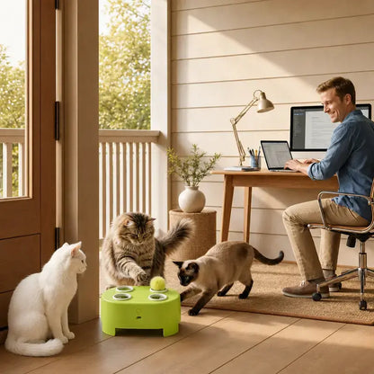 2-in-1 Interactive Cat Hunting Toy – Pop-Up Mice & Rotating Feather, USB-C Rechargeable