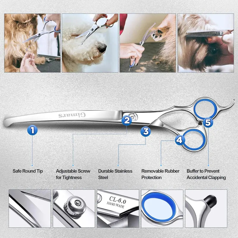 9-in-1 Pet Grooming Scissors Kit – Safety Round Tips