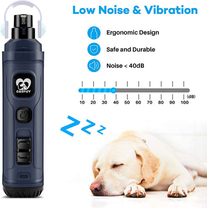 Advanced Dual LED Dog Nail Grinder - 2-Speed Electric Trimmer for Quiet, Painless Grooming of Small to Large Dogs and Cats (Blue)