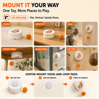 Smart Rotating Cat Teaser – Rechargeable Interactive Toy with 5 Play Modes & Auto-Sleep
