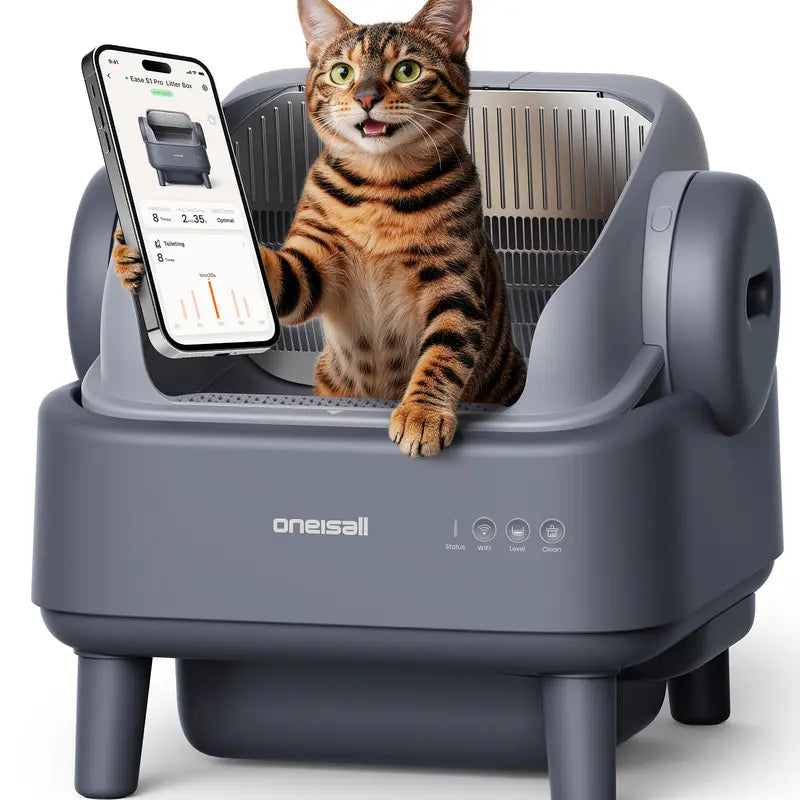 Sohochic Oneisall Smart Self-Cleaning Litter Box , Open-Top Easy Rinse, APP Remote Control, 11L Big Waste Drawer for Adult Large Cats