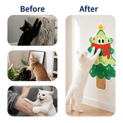 Indoor Self-Adhesive Felt Cat Scratcher Mat - Free Cartoon Hamburger, Christmas Tree, Animal Print Toy, Wall Protector, Customizable, Easy to Cut, Saves Sofas from Clawing, Adhesive Stays Put, Cat Furniture