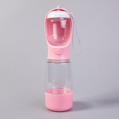 Portable Dog Water Bottle with Integrated Bowl - On-The-Go Pet Hydration Feed Accessory for Dogs, Cats