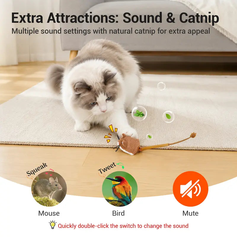 Potaroma Plush Mouse Rolling Cat Toy – Automatic Motion-Activated & Rechargeable