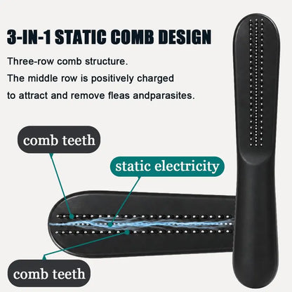 Stainless Steel Flea Comb for Dogs & Cats - Effective Grooming Tool That Detangles Fur, Travel-Size for Small/Large Pets, Long/Short Hair Removal