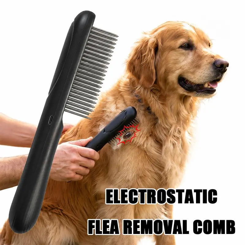 Stainless Steel Flea Comb for Dogs & Cats - Effective Grooming Tool That Detangles Fur, Travel-Size for Small/Large Pets, Long/Short Hair Removal