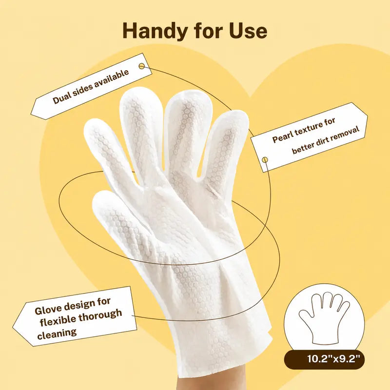 20PCS Dog Grooming Wipes No-Rinse Hypoallergenic with Fermented Oils Coconut Lanolin Potassium Sorbate Lemon Verbena ,Puppy Bathing Gloves Wipes Cleaner