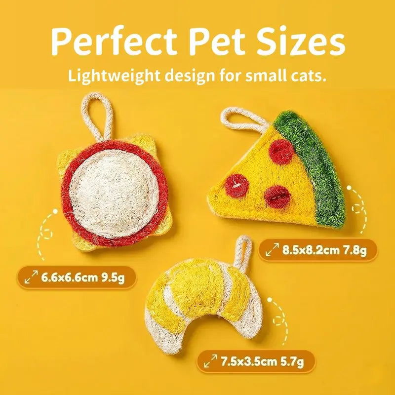 3-Pack Natural Loofah Pet Chew Toys – Catnip & Silvervine Dental Toys