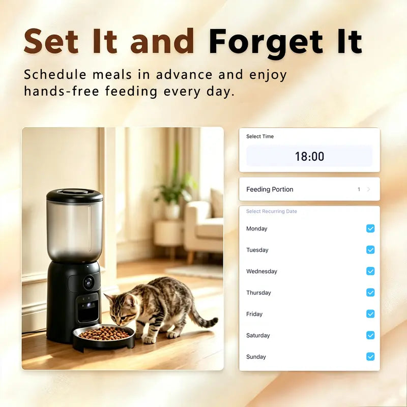 Taleboss 5L Automatic Cat Feeder with Camera – 1080P HD, App Control & 2-Way Audio
