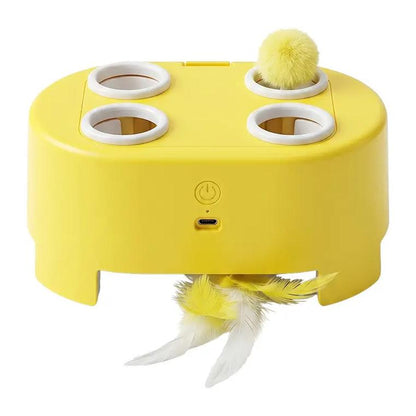 2-in-1 Interactive Cat Hunting Toy – Pop-Up Mice & Rotating Feather, USB-C Rechargeable