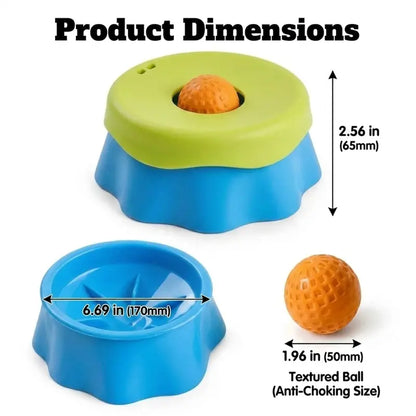 Silicone Dog Neater Food Feeder - 1 Bowl Puzzle Feeder with Anti-Slip Base, 2-In-1 Versatility, Spill-Proof Platter, Rolling Ball for Yogurt/Peanut Butter Enrichment, Calms Anxiety, Camping Pet Feeding Accessory