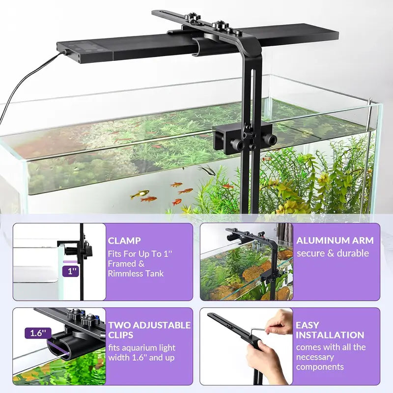 Hygger Aquarium Light Riser – Adjustable Aluminum Mounting Bracket for Fish Tanks