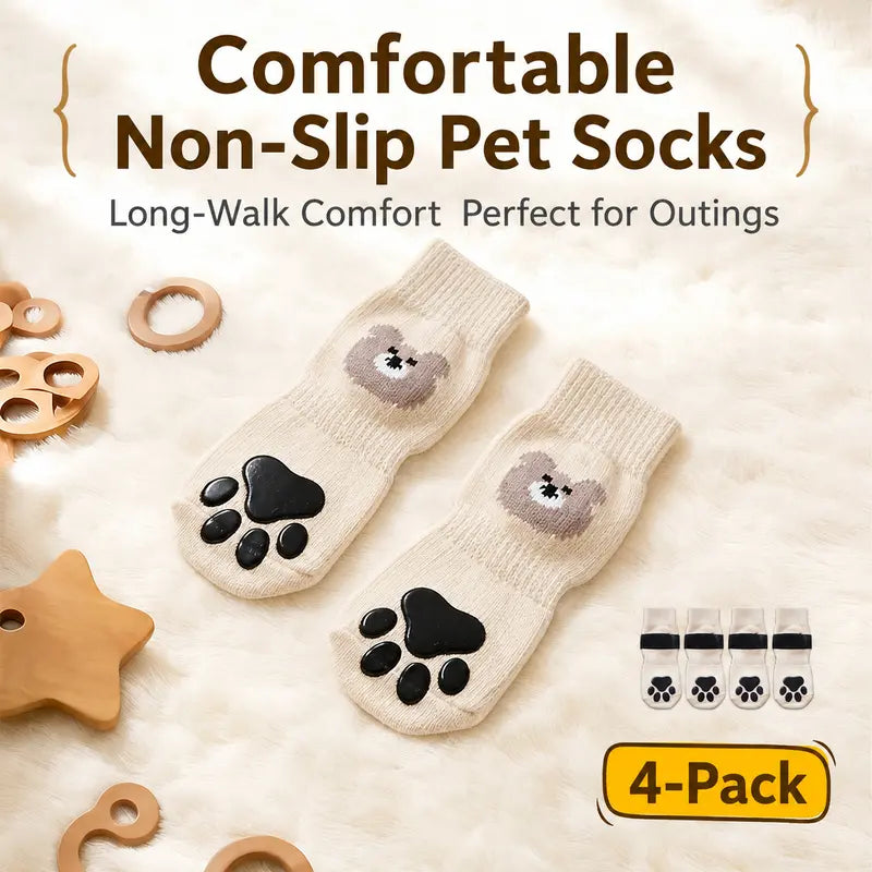 Dog Paw Protectors - 4-Piece Silicone Set with Anti-Slip Grip, Wear-Resistant, Lightweight Fit for Outdoor Safety of Puppies and Dogs