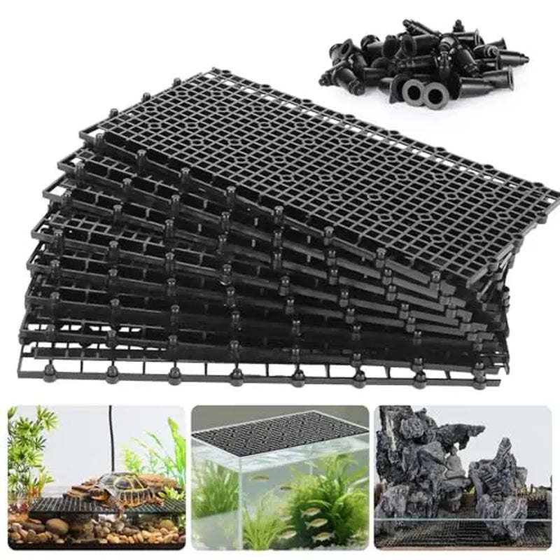 Hygger Aquarium Tank Divider Set – 12-Piece Black Plastic Grid with 72 Brackets