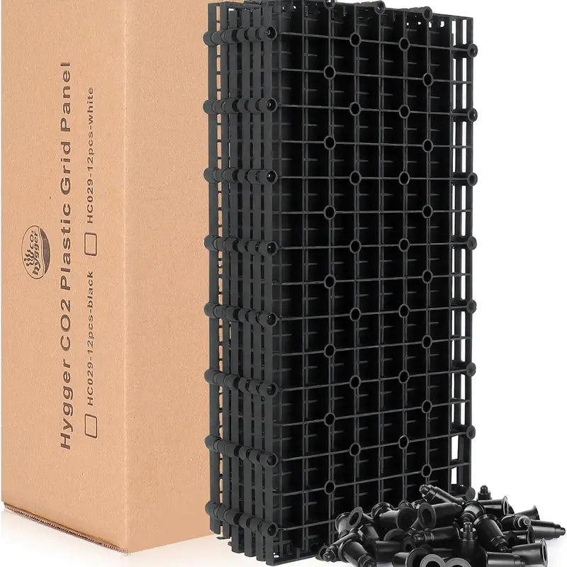 Hygger Aquarium Tank Divider Set – 12-Piece Black Plastic Grid with 72 Brackets