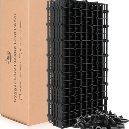 Hygger Aquarium Tank Divider Set – 12-Piece Black Plastic Grid with 72 Brackets